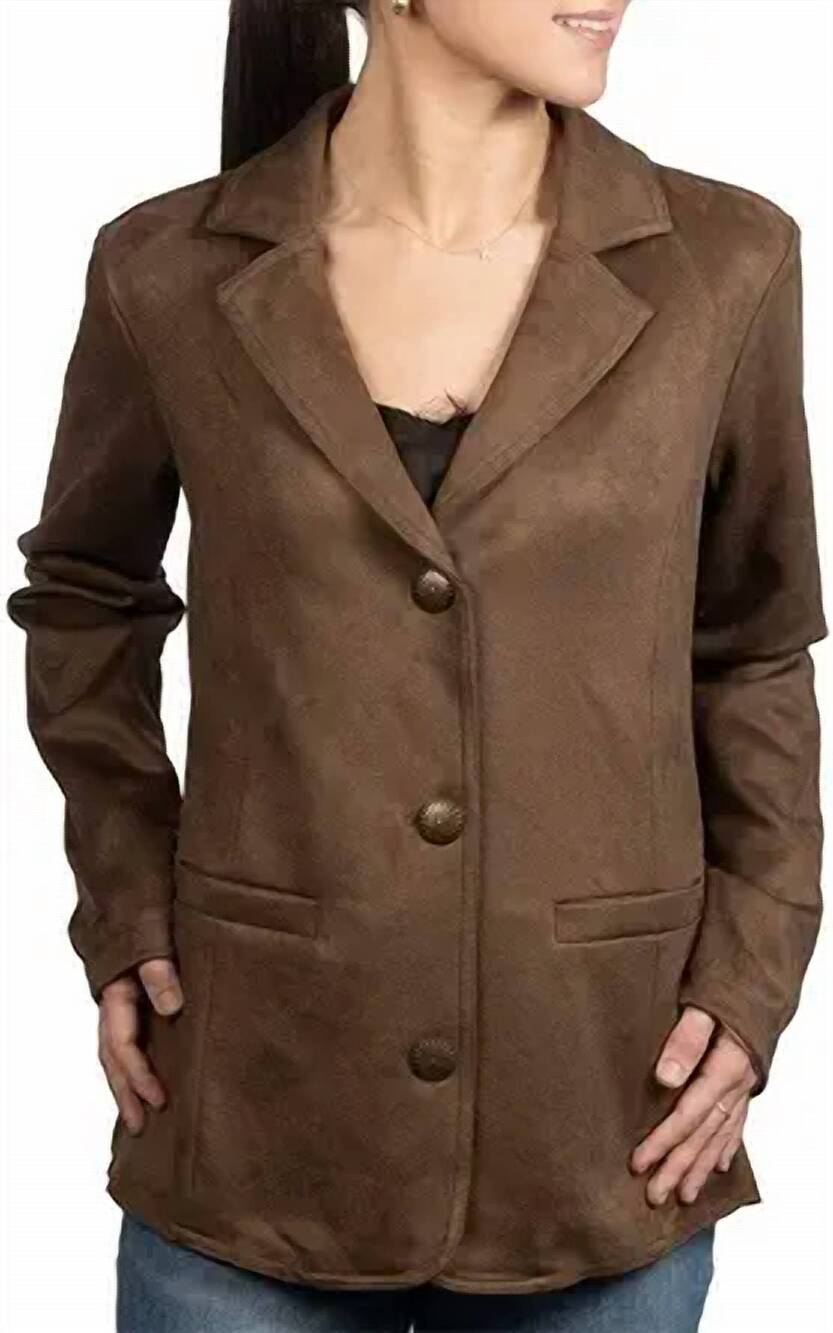 NEW CINCH cruel faux suede blazer in brown